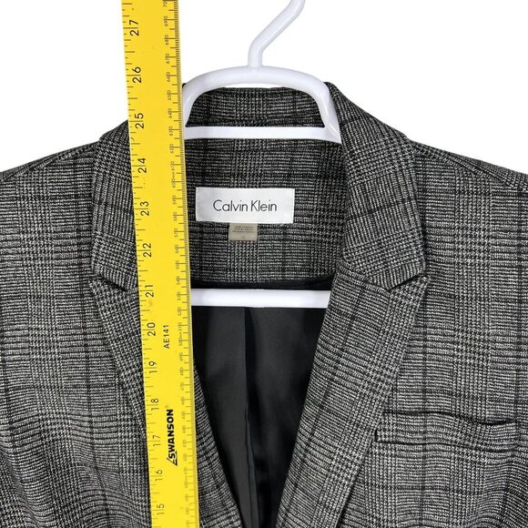 Calvin Klein Womens 10 Gray Houndstooth Windowpane Plaid Blazer Preppy Academia - Picture 10 of 15